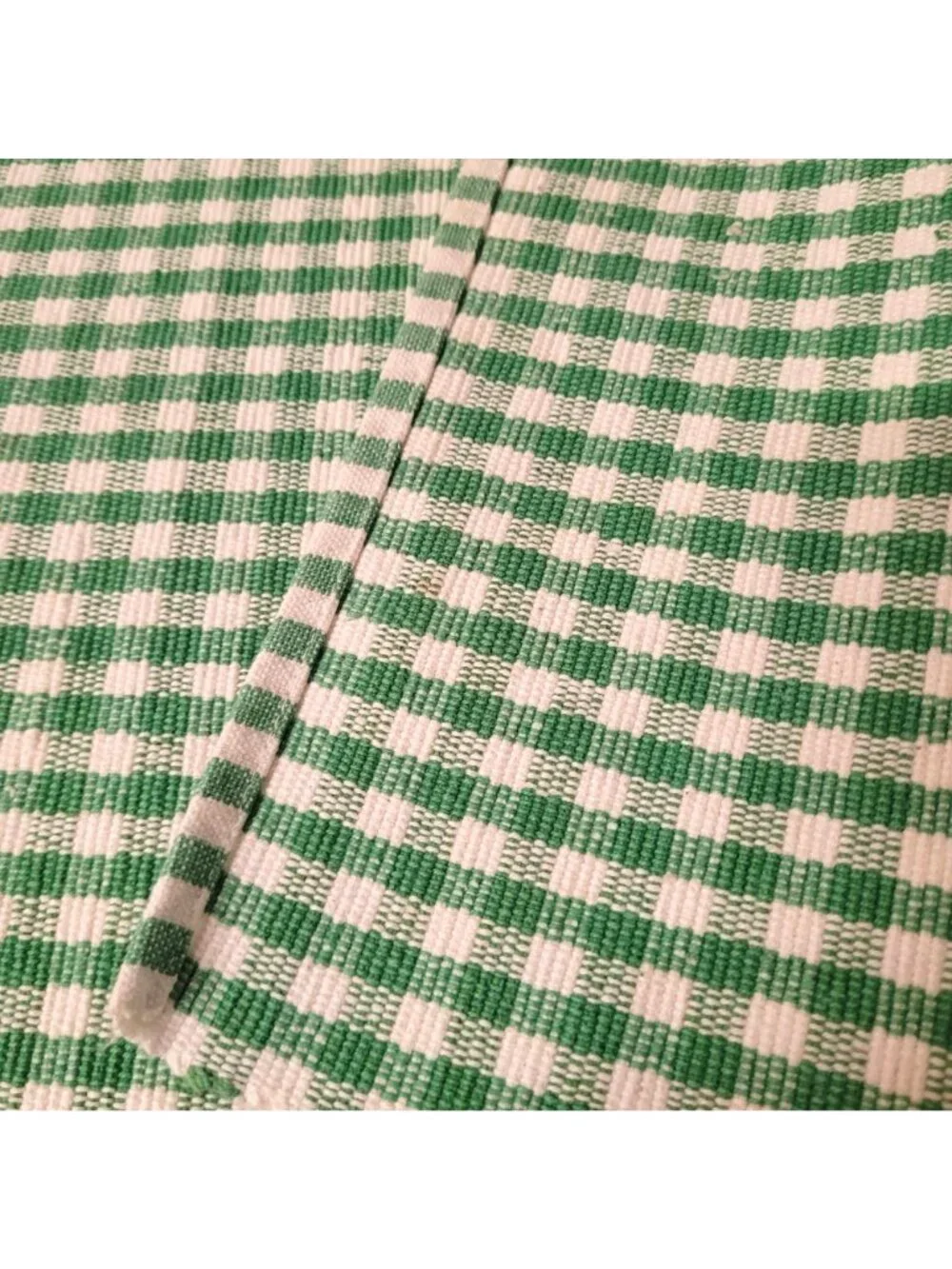 Green & White Gingham Placemats Set 4 Woven Cotton Blend Farmhouse Country